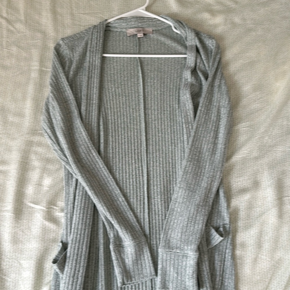 Loft ribbed pocket duster sweater
